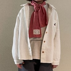 Neul兒童款櫻桃刺繡口袋長袖襯衫