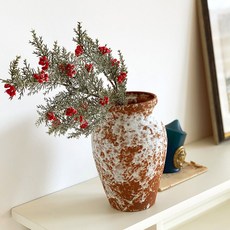 真心設計Risum雪莓灌木人造花, 1個, 紅+綠