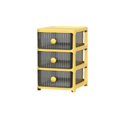 抽屜式迷你收納櫃 3層, 1個, 黃色