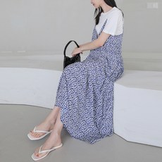fromco 女款花朵蛋糕裙馬甲式連身裙 FRC196, 藍色