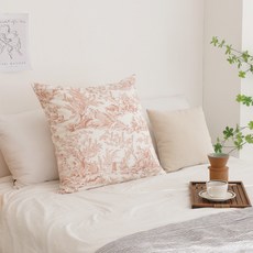 FORHOME 手工製布拉格法式印花亞麻大型方形靠墊套