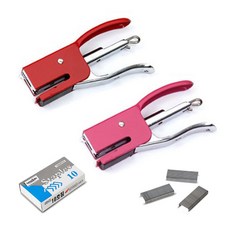 고래 스테이플러 2종 + 10호심 1000p 세트, 레드, 핑크, 1세트