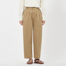 Elsso 女款後口袋鬆緊腰直筒九分西裝褲