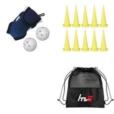 NAYA STYLE 高爾夫球袋 + HDPE 高爾夫短 T恤 10p + 袋套組 GFYP-134-2+163-1PU, 藍色(高爾夫球袋)+黃色(高爾夫球座)
