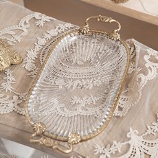 Maison de Blanc 3106仿古橢圓玻璃托盤, 金子