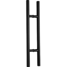 cheolmuldaejang 340 不鏽鋼圓形 H型 出入門 強化玻璃 把手 黑色, 1個