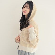 CocoDream 兒童條紋針織連帽拉鍊開襟衫