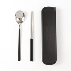 도매토피아 DOTO 실버테이블 휴대용 수저 세트, 혼합색상, 숟가락 + 젓가락 + 수저통, 1세트