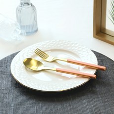 보겐 아르망 골드 디저트 스푼포크 세트, 피치, 디저트스푼 + 디저트포크, 1세트