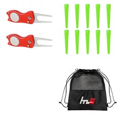 NAYA STYLE Golf Green Fork Repairer GFYP-39-1 2p + 塑料高爾夫長 T恤 185-6PU 10p + 小袋套組, 混色