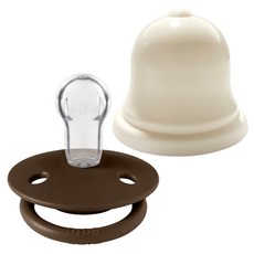 BIBS 디럭스 실리콘 쪽쪽이 + 실리벨 케이스 세트, 0~36개월, 34 모카, 1세트