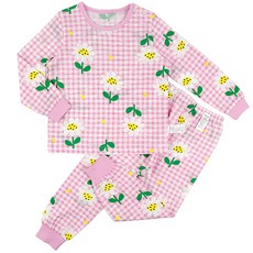 Maykids 孩童花朵格紋圖案9分袖上衣+9分褲