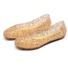 Ttabongoppa 女款閃亮平底果凍鞋 1cm JNH1290, 棕色, 245