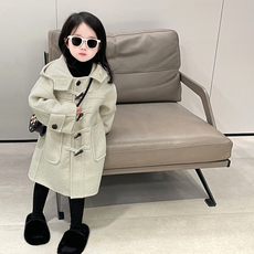 Miso Papa女童款麝香羊毛Duffle連帽大衣