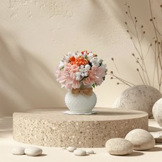 morningscent 納骨塔迷你仿真花卉裝飾花瓶, 1個, 蜜桃色