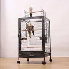 칠시 앵무새 오픈형 이동식 새장 Ｂ타입, 블랙, 1개