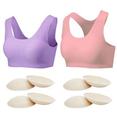 솔레일 여아용 학생 무봉재 브라 심리스 소프트 브라U형 + 브라Y형 + 브라패드 4p 세트