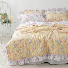 玫瑰花園莫代爾荷葉邊被子, 黃色