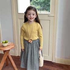 Starbean 女童波浪飾邊修身長袖針織衫