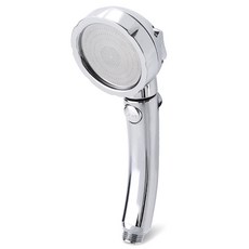 Nature Living 高硬度材質 三檔調節 一鍵止水, 1個, 三段式增壓蓮蓬頭 銀色