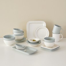 LENANSE Monde 4人份 22件組, 1套, 10種餐具, 寶寶藍 + 奶油白