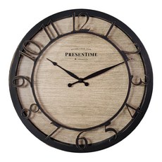 PRESENTIME 木質小屋掛鐘 T10137B62 13吋(33cm) 790g, 黑棕銅