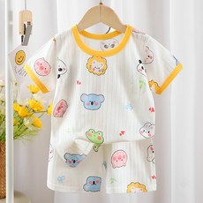 JOYMULTI MK 兒童 Love It 圖案提花短袖 + 短褲家居服套裝