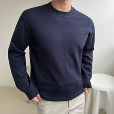 남성용 프리미엄 워셔블 원단 라운드 니트