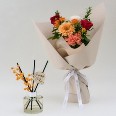 코코도르팜 생화 가을 꽃다발 + 코코도르 디퓨저 추석 명절 선물 세트, 혼합색상