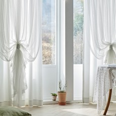 VIEW HOUSE ELROOM 雙層蕾絲窗簾 2入, 白色