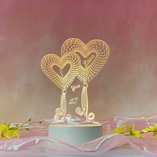 아크릴 스탠드 LED 아이디어 3D 취침등 3LED, 하트