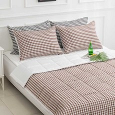 格紋絎縫泡泡紗涼被, 摩卡
