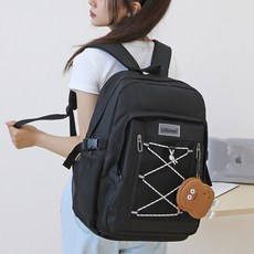 FROM HEAVEN 搭扣細繩後背包 P710, 黑色