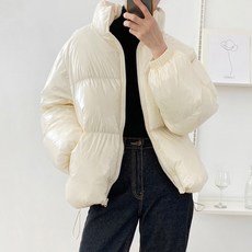 sugarfun 女款亮面短版鋪棉外套