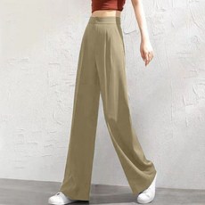 구디프 여성용 솔리드 컬러 투핀턱 찰랑핏 스트레이트 슬랙스