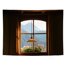 Mabella 窗景風景布藝海報 04, 混合色