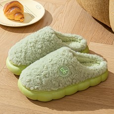 daysoy 馬卡龍蓬鬆可愛室內拖鞋, 03 綠色, 1個