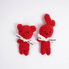 미스티코티타 DIY 팡파레프렌드 미니벨벳 코바늘인형 뜨개질 패키지 세트, 레드, 1세트