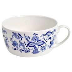 MAZUOKA Zwiebelmuster 附把手拉麵碗 直徑14.2 x 6.9cm, 1個, 白色 + 藍色