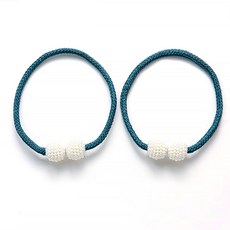 지앤와이 珍珠磁吸窗簾綁帶, 2個, 藍色