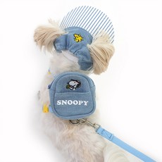 ParisDog Peanuts 史努比丹寧兩用後背包胸背帶套組, 混色, 1套