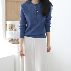 Zenith 女款圓領羅紋鈕扣針織衫 n1707