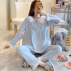 Damon孕婦蕾絲翻領睡衣上下套裝 nso611