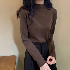 레몬소울 여성용 뤼카 베이직 반목 니트티