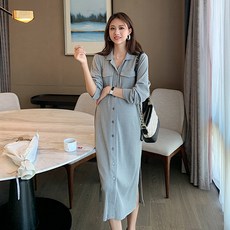 孕婦羅紋襯衫連身裙