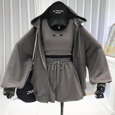 Goodif 女款背心+短褲+拉鍊運動服套裝