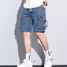Elsso 男士夏季休閒側口袋綁帶細節工裝短褲