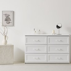 스칸디무드 누베르 몰딩 와이드 서랍장 1200 방문설치, 화이트, 6단