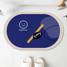 ANSWERFIT 北歐可水洗珪藻土地墊 happy funny, 混合色
