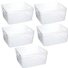 plala 透明收納籃 3號, 白色, 5個